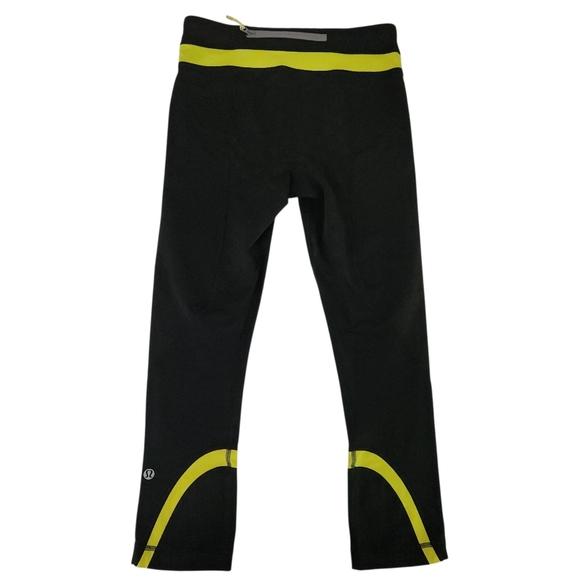 LULULEMON Run: Inspire Crop II black and yellow size 4 - Picture 6 of 14